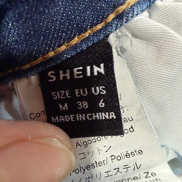 Womens Blue Denim Skinny Jeans Distressed Ripped High Rise Frayed Hem Size M - Picture 7 of 7